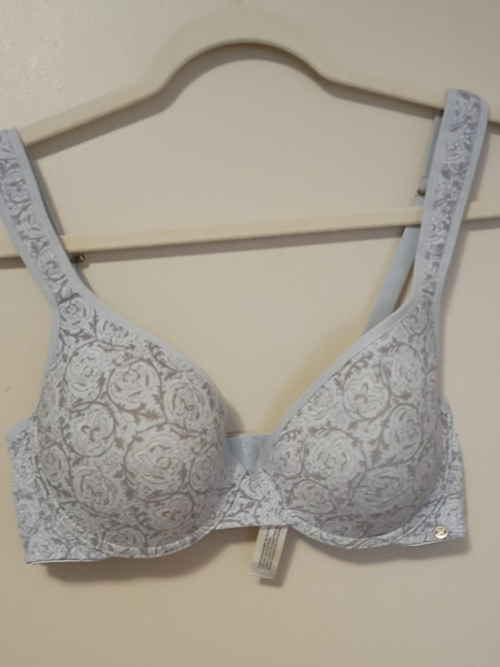 Light Blue Printed Lace Underwire Bra - Women Intimates 38C